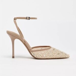 Zara Glitter Mesh Slingback Heels